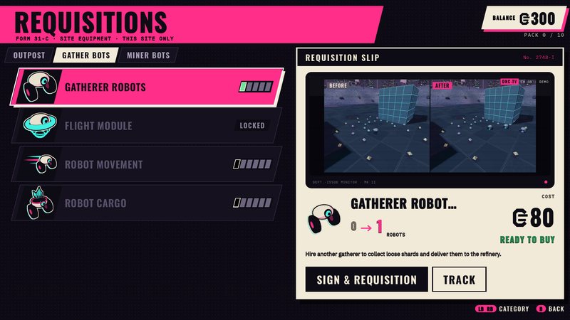 The requisitions console: hiring gatherer robots